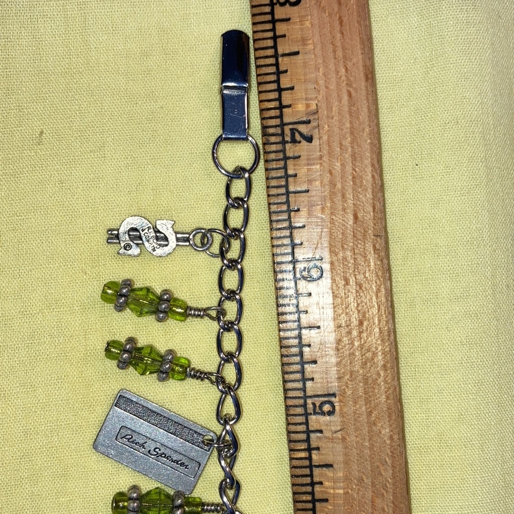 BORN TO SHOP charm bracelet ST w/24 gr. beads IN 8 stacks, 5 charms $21 - Picture 7 of 7